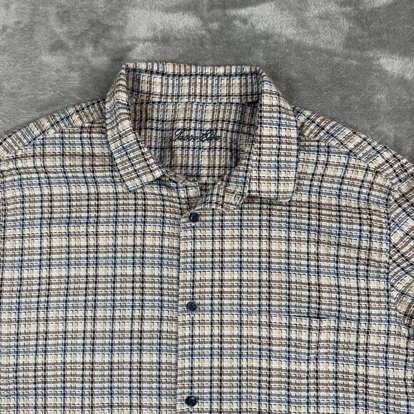 Tasso Elba Button Down Shirt Mens XL Khaki Marche Plaid And Tribal Lot Of 2 - Picture 10 of 16